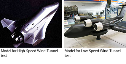 Model for High-Speed Wind-Tunnel Experiment, Model for Low-Speed Wind-Tunnel Experiment (Displayed in Kakamigahara Aerospace Science Museum)